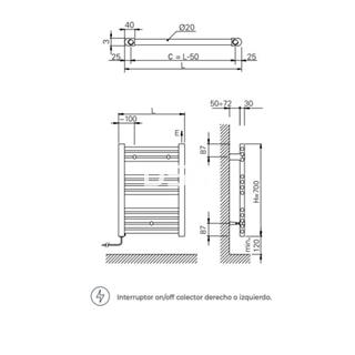RADIADOR ELECTRICO ZETA DRY CROMO 700X500 - Imagen 2