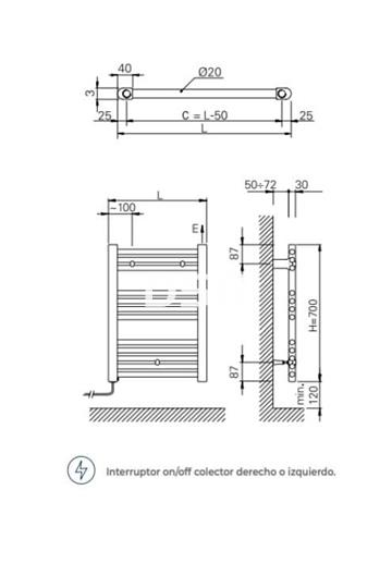 RADIADOR ELECTRICO ZETA DRY CROMO 700X500 - Imagen 2